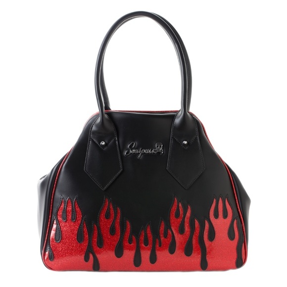 Sourpuss Handbags - Red hot up in flames bowler bag